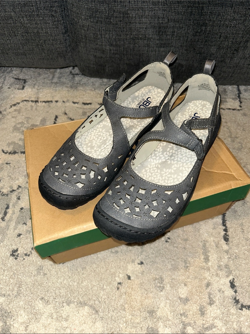 JBU by Jambu Charcoal Gray Perforated Mary Jane Flats